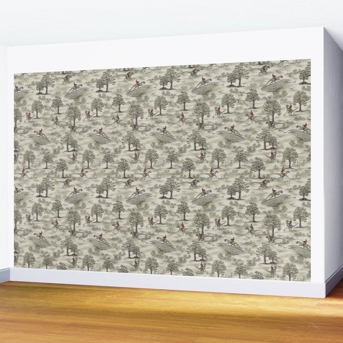 Not-So-Traditional English Fox Hunt with Dinosaurs Wall Mural Gallery Image 2