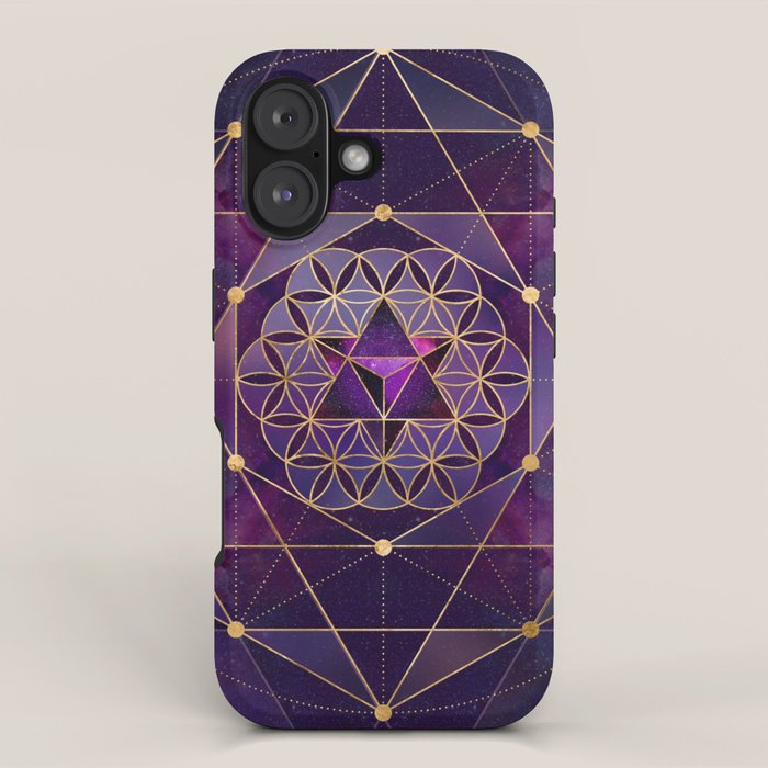 Merkabah in flower of life - Sacred Geometry iPhone Case Gallery Image 1