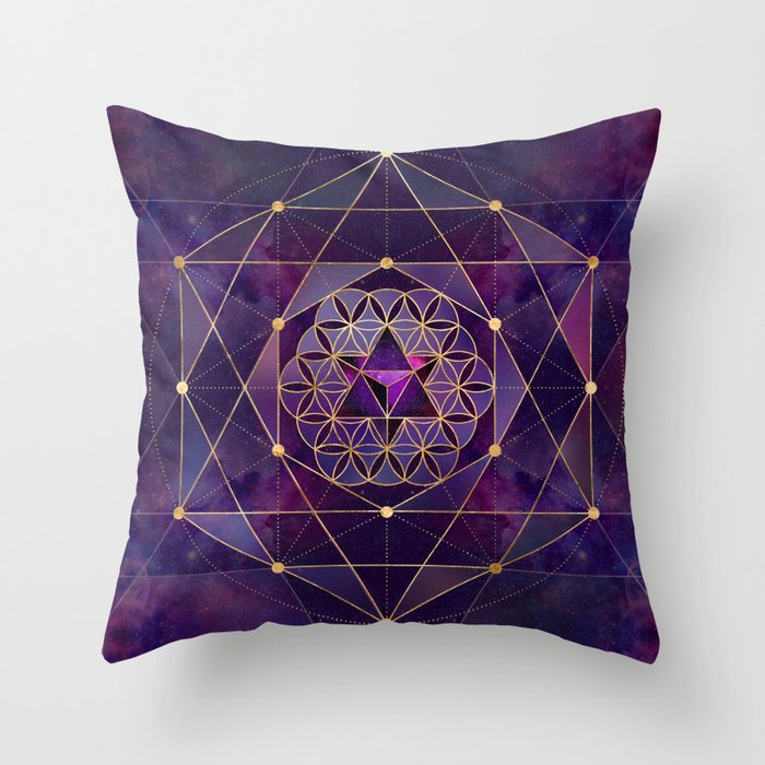 Merkabah in flower of life - Sacred Geometry Throw Pillow Gallery Image 6