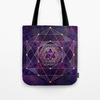 Merkabah in flower of life - Sacred Geometry Tote Bag Gallery Image 1