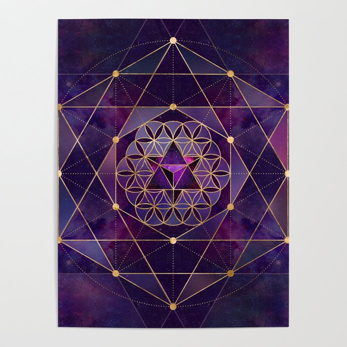 Merkabah in flower of life - Sacred Geometry Poster Gallery Image 1