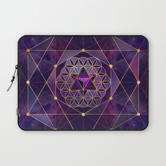 Merkabah in flower of life - Sacred Geometry Laptop Sleeve Gallery Image 1