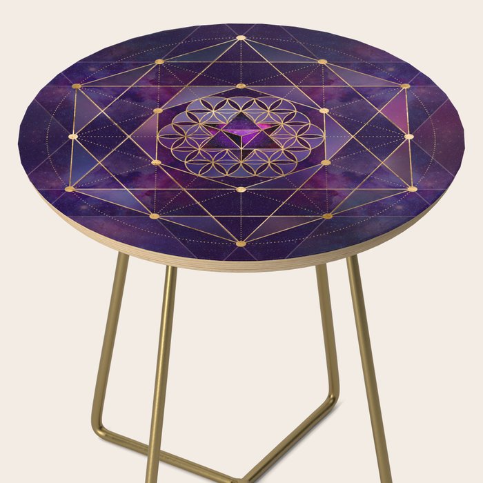 Merkabah in flower of life - Sacred Geometry Side Table Gallery Image 2