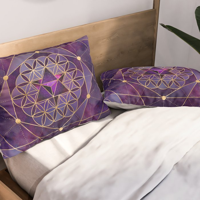 Merkabah in flower of life - Sacred Geometry Pillow Sham Gallery Image 2