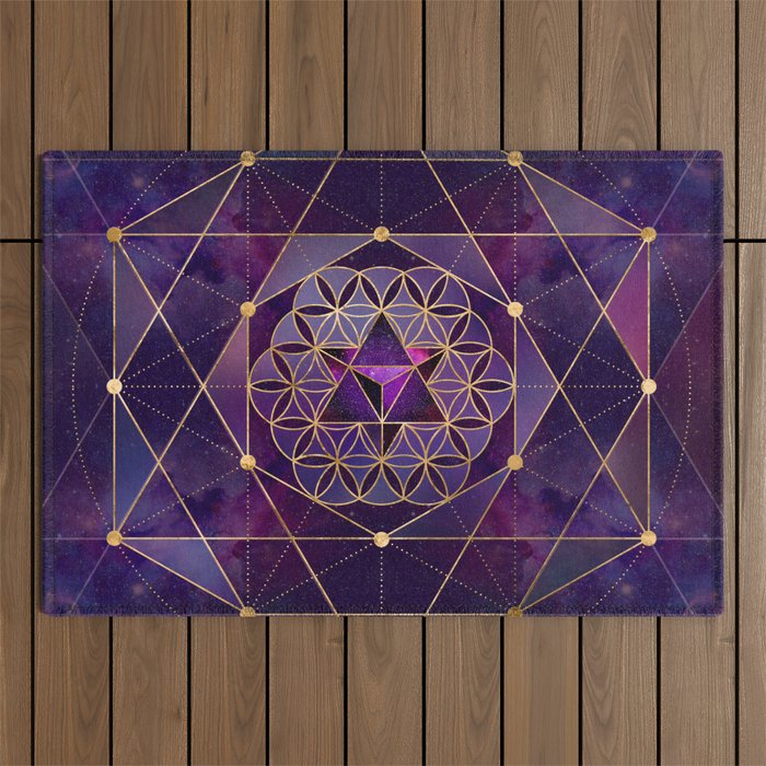 Merkabah in flower of life - Sacred Geometry Outdoor Rug Gallery Image 1