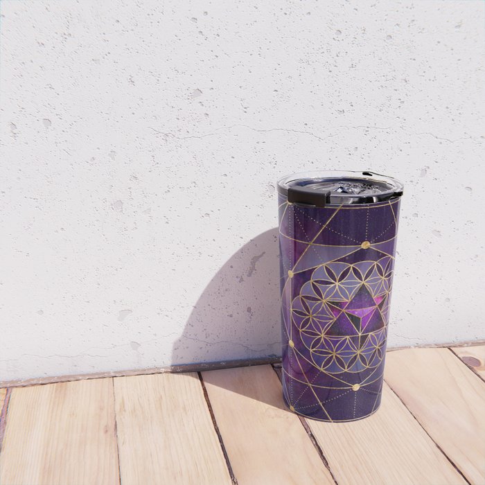 Merkabah in flower of life - Sacred Geometry Travel Mug Gallery Image 4