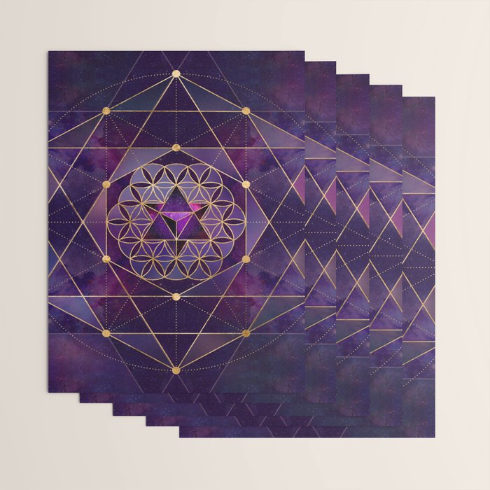 Merkabah in flower of life - Sacred Geometry Wrapping Paper Gallery Image 3