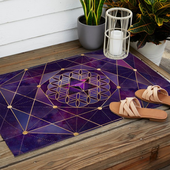 Merkabah in flower of life - Sacred Geometry Outdoor Rug Gallery Image 2