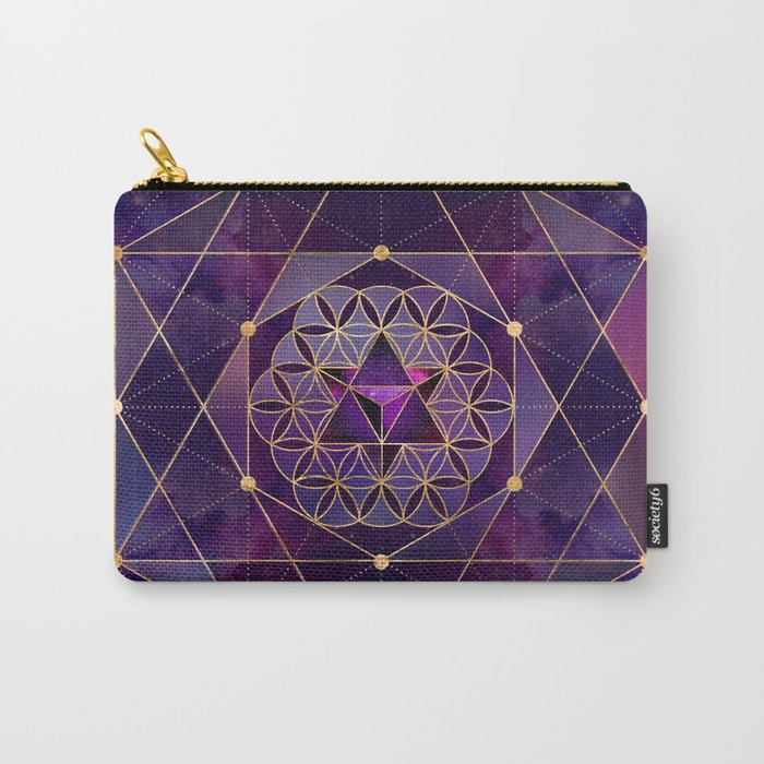 Merkabah in flower of life - Sacred Geometry Carry All Pouch Gallery Image 1