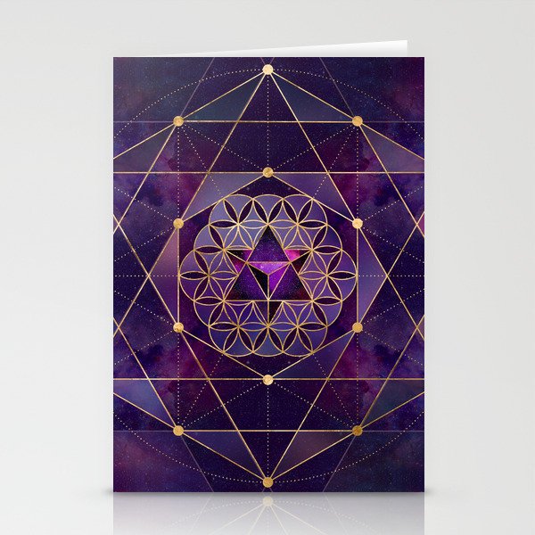 Merkabah in flower of life - Sacred Geometry Stationery Card Gallery Image 1