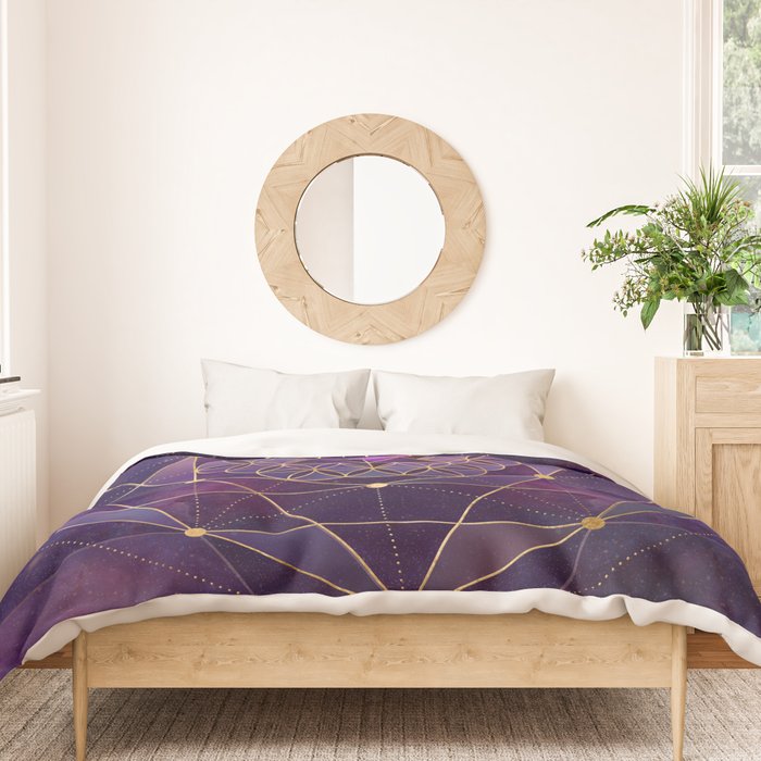 Merkabah in flower of life - Sacred Geometry Duvet Cover Gallery Image 3
