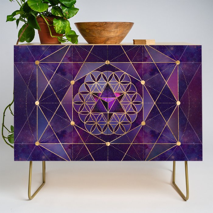 Merkabah in flower of life - Sacred Geometry Credenza Gallery Image 1