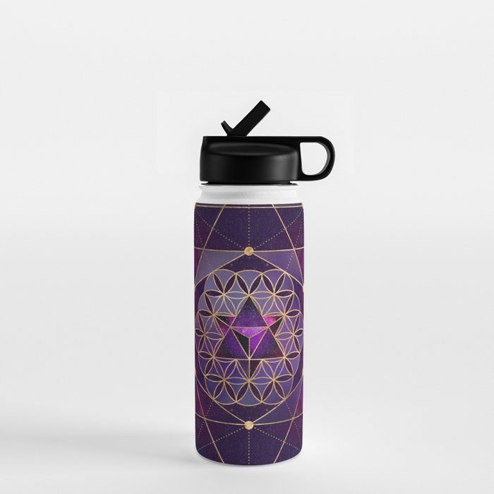Merkabah in flower of life - Sacred Geometry Water Bottle Gallery Image 1