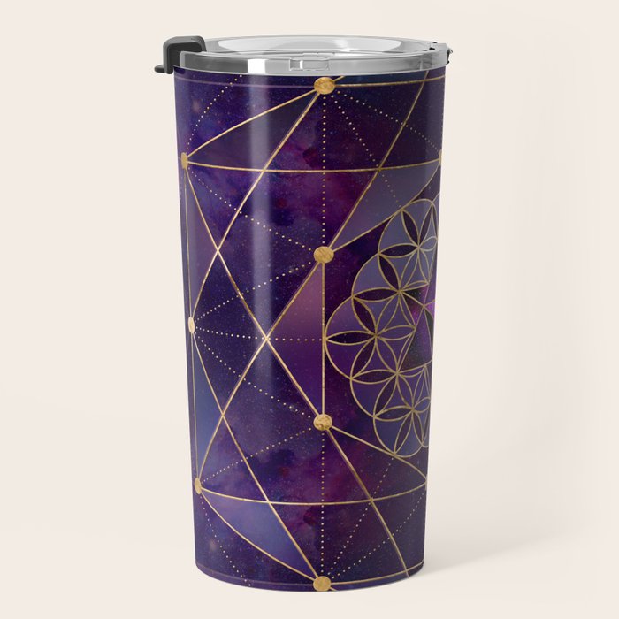 Merkabah in flower of life - Sacred Geometry Travel Mug Gallery Image 3