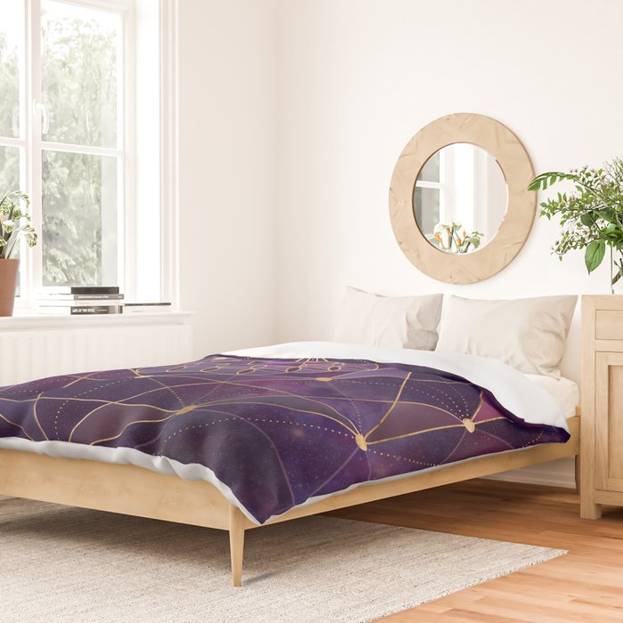 Merkabah in flower of life - Sacred Geometry Duvet Cover Gallery Image 2