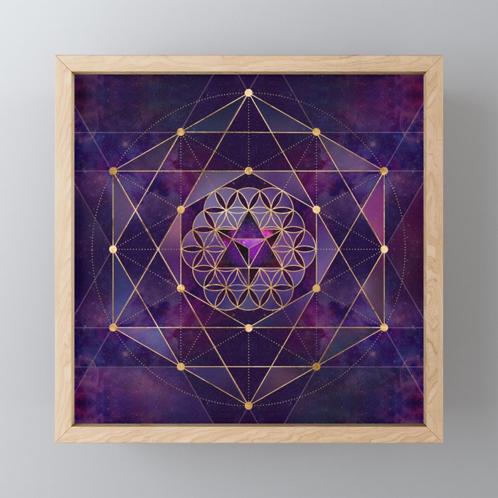 Merkabah in flower of life - Sacred Geometry Mini Art Print Gallery Image 1