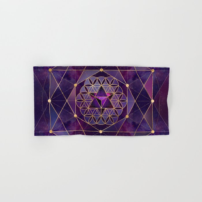 Merkabah in flower of life - Sacred Geometry Bath Towel Gallery Image 1