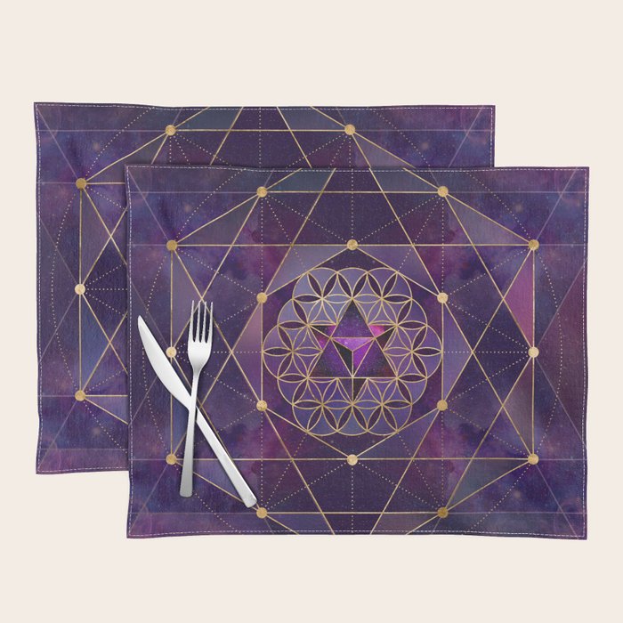Merkabah in flower of life - Sacred Geometry Placemat Gallery Image 1
