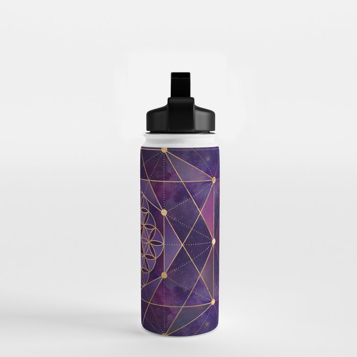 Merkabah in flower of life - Sacred Geometry Water Bottle Gallery Image 2
