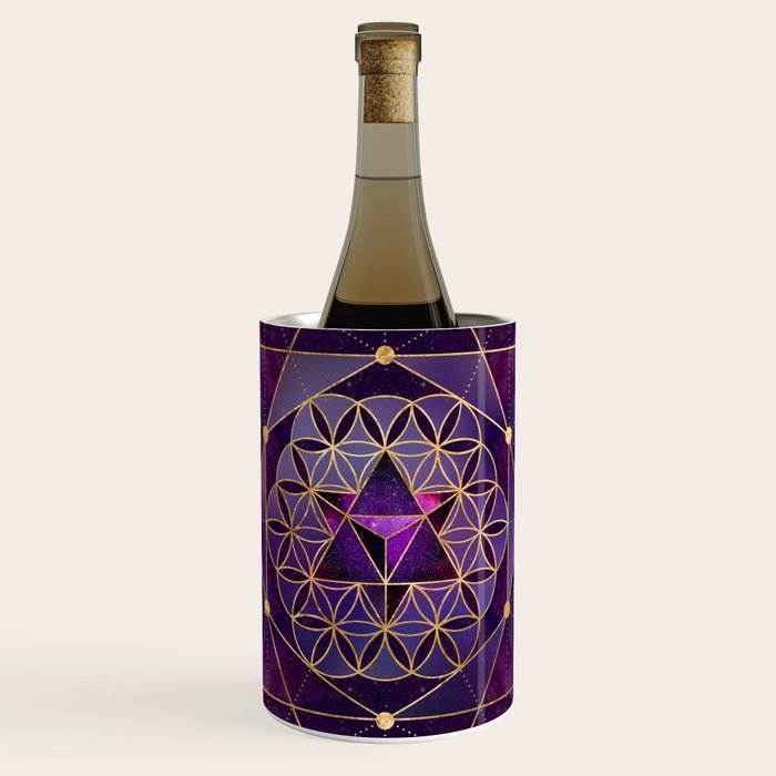 Merkabah in flower of life - Sacred Geometry Wine Chiller Gallery Image 1