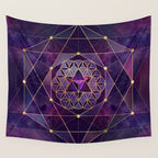 Merkabah in flower of life - Sacred Geometry Wall Tapestry Gallery Image 4