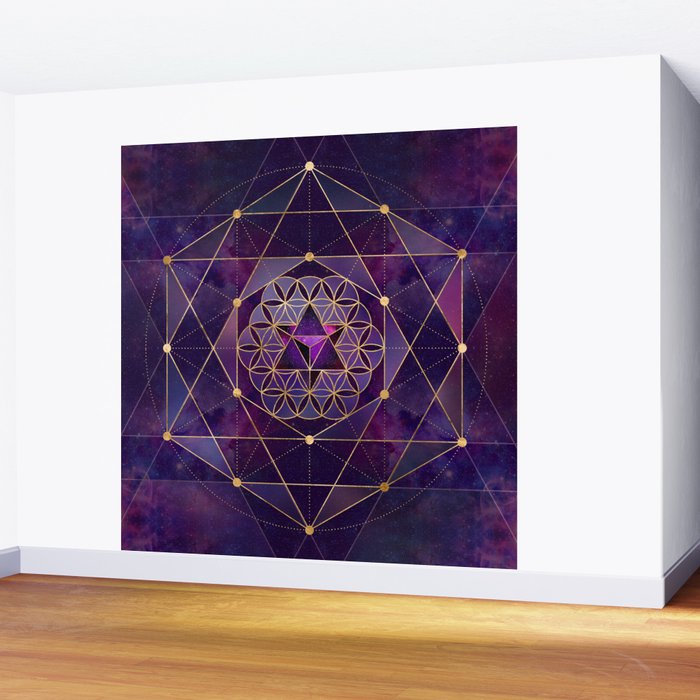 Merkabah in flower of life - Sacred Geometry Wall Mural Gallery Image 2