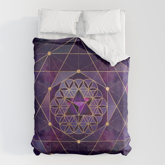 Merkabah in flower of life - Sacred Geometry Duvet Cover Gallery Image 1