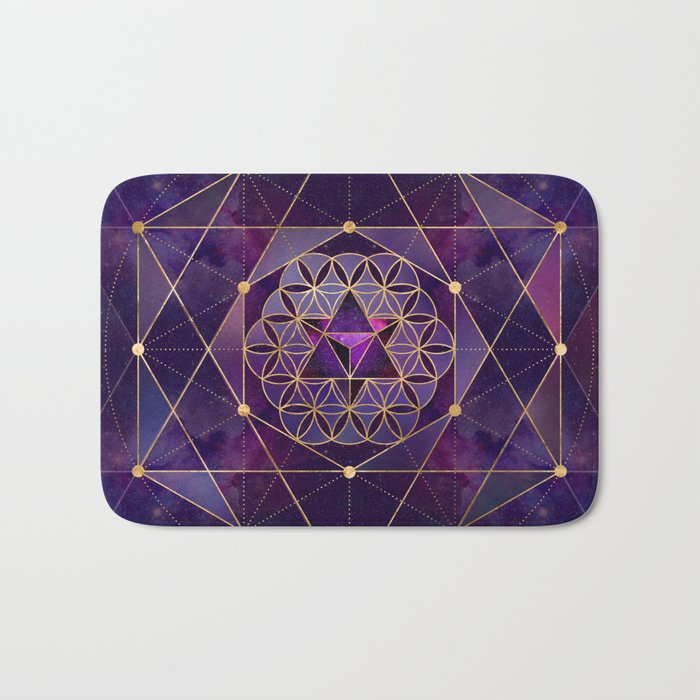 Merkabah in flower of life - Sacred Geometry Bath Mat Gallery Image 1