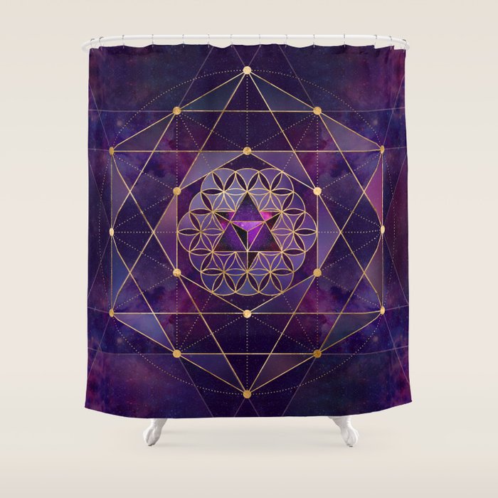 Merkabah in flower of life - Sacred Geometry Shower Curtain Gallery Image 1