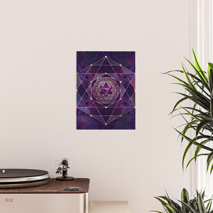 Merkabah in flower of life - Sacred Geometry Poster Gallery Image 2