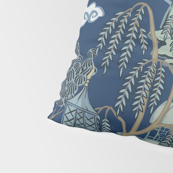 Vintage Chinoiserie Pagoda Bridge Garden Landscape Pillow Sham Gallery Image 4