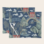 Vintage Chinoiserie Pagoda Bridge Garden Landscape Placemat Gallery Image 1