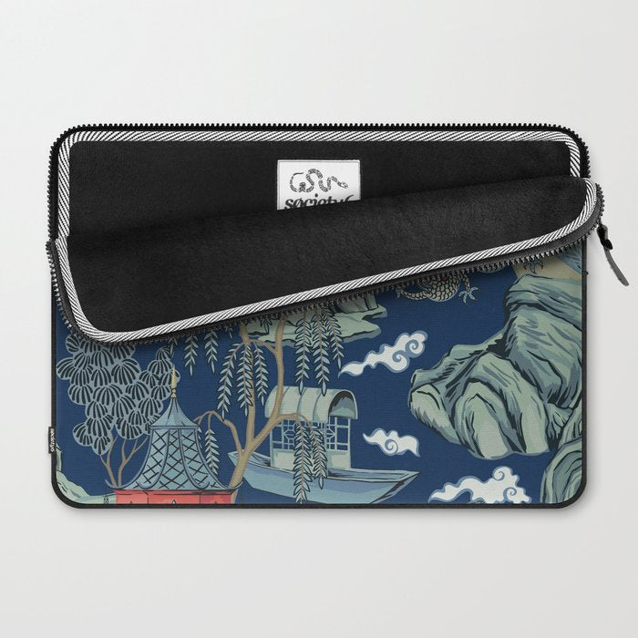 Vintage Chinoiserie Pagoda Bridge Garden Landscape Laptop Sleeve Gallery Image 2