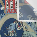 Vintage Chinoiserie Pagoda Bridge Garden Landscape Wall Tapestry Gallery Image 3