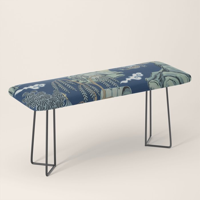 Vintage Chinoiserie Pagoda Bridge Garden Landscape Bench Gallery Image 1