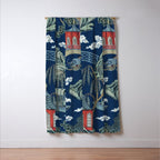 Vintage Chinoiserie Pagoda Bridge Garden Landscape Window Curtain Gallery Image 3