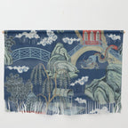 Vintage Chinoiserie Pagoda Bridge Garden Landscape Wall Hanging Gallery Image 1