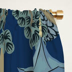 Vintage Chinoiserie Pagoda Bridge Garden Landscape Window Curtain Gallery Image 2
