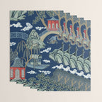 Vintage Chinoiserie Pagoda Bridge Garden Landscape Wrapping Paper Gallery Image 3
