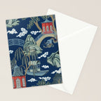 Vintage Chinoiserie Pagoda Bridge Garden Landscape Stationery Card Gallery Image 2