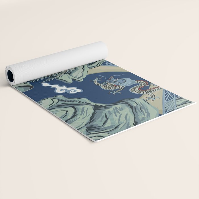 Vintage Chinoiserie Pagoda Bridge Garden Landscape Yoga Mat Gallery Image 2