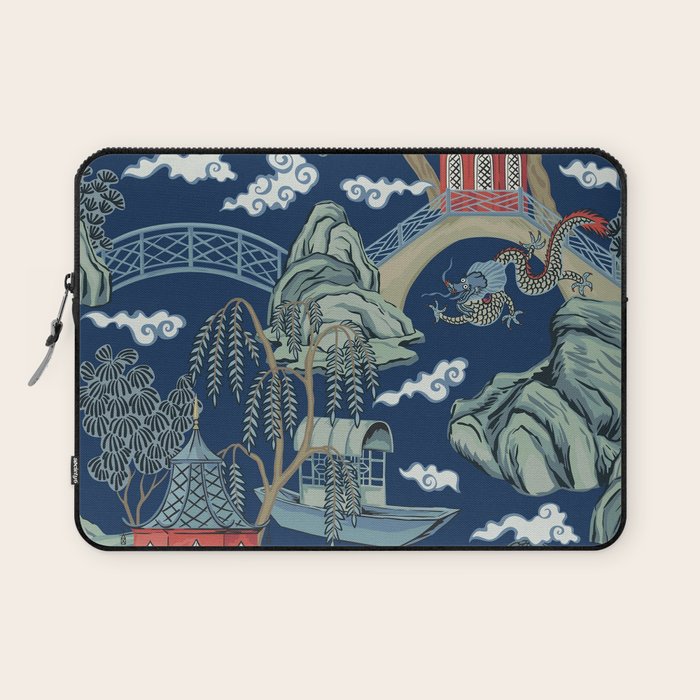 Vintage Chinoiserie Pagoda Bridge Garden Landscape Laptop Sleeve Gallery Image 1