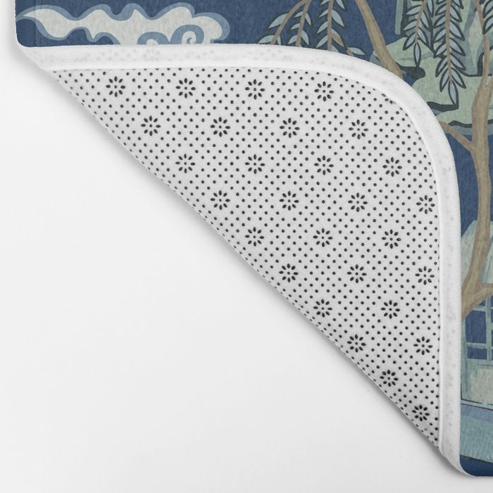 Vintage Chinoiserie Pagoda Bridge Garden Landscape Bath Mat Gallery Image 2