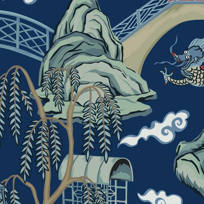 Vintage Chinoiserie Pagoda Bridge Garden Landscape Coffee Mug Gallery Image 2
