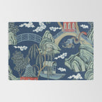 Vintage Chinoiserie Pagoda Bridge Garden Landscape Rug Gallery Image 2