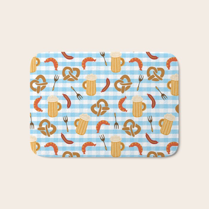 Oktoberfest Prezels Beer Sausages Bath Mat Gallery Image 1