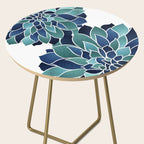Festive, Floral Prints, Navy Blue and Teal on White Side Table Gallery Image 2