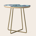 Festive, Floral Prints, Navy Blue and Teal on White Side Table Gallery Image 1