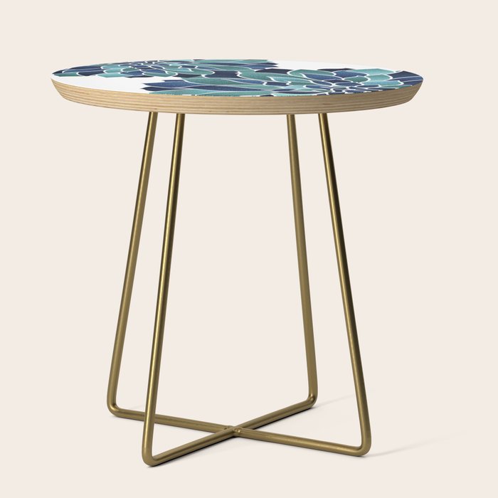Festive, Floral Prints, Navy Blue and Teal on White Side Table Gallery Image 1