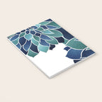 Festive, Floral Prints, Navy Blue and Teal on White Notebook Gallery Image 3